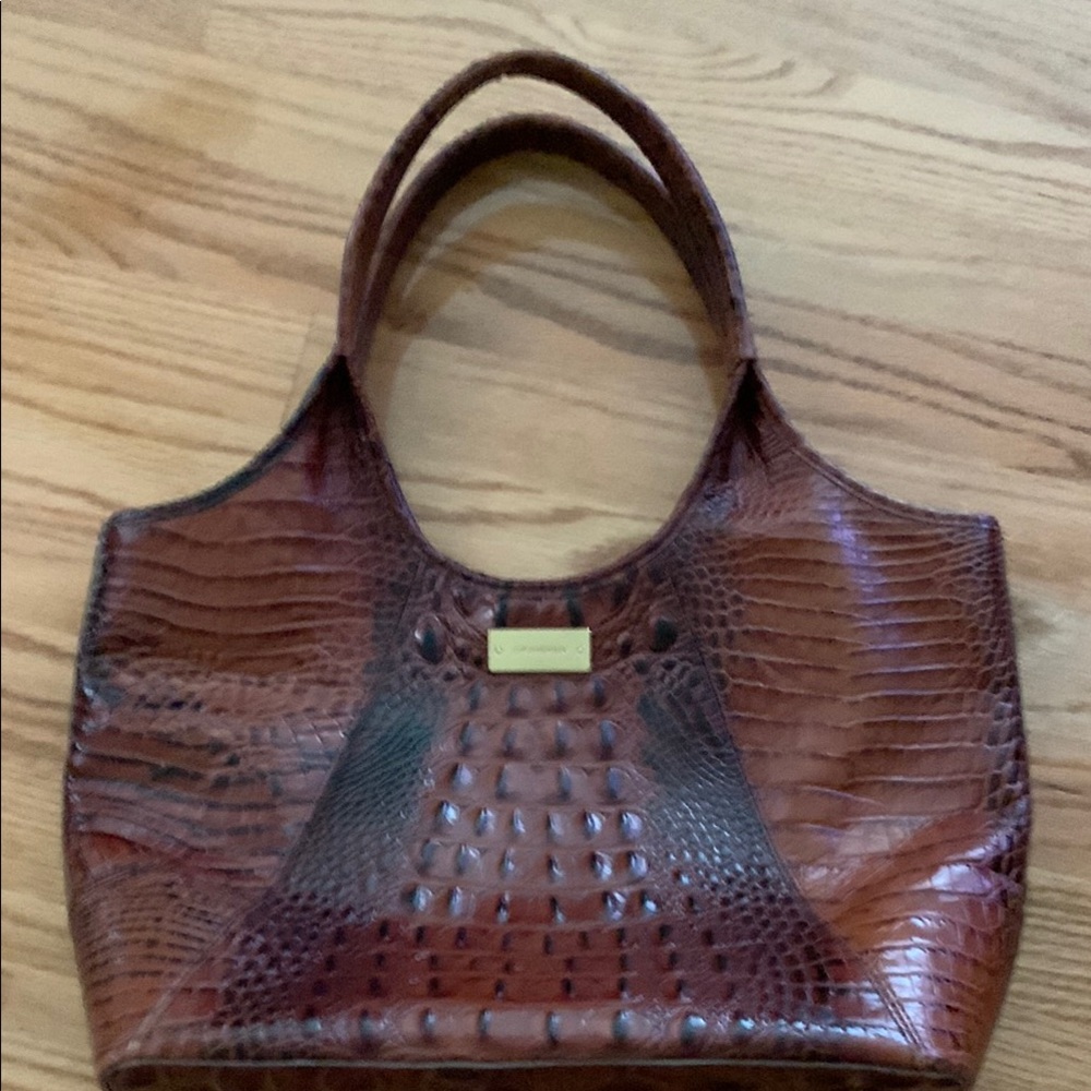 Crocodile Embossed Brown Handbag